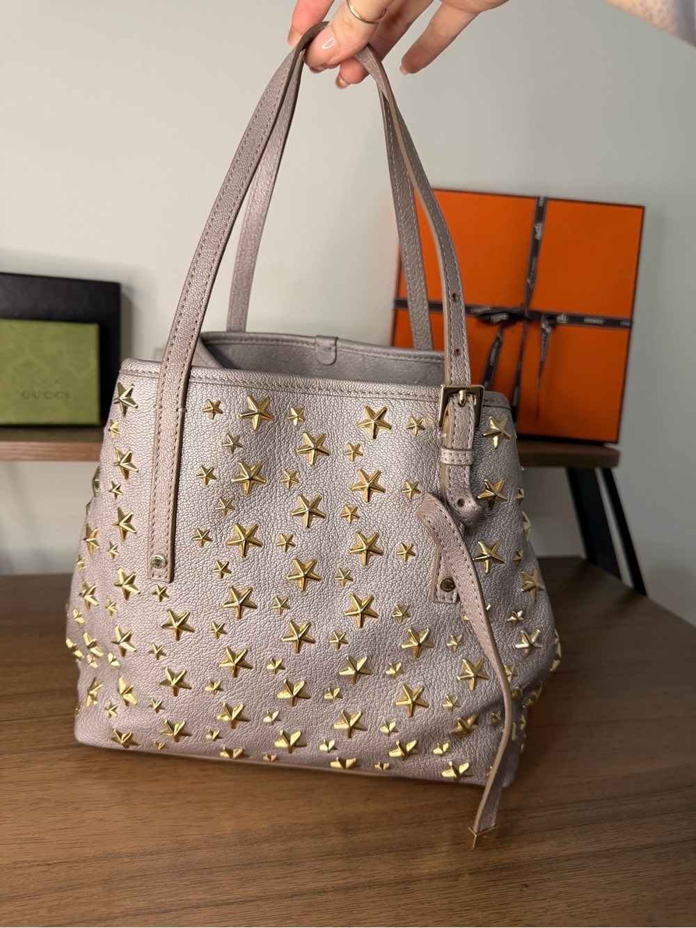 AUTHENTIC - Jimmy Choo Stars Sasha Tote Small GHW
